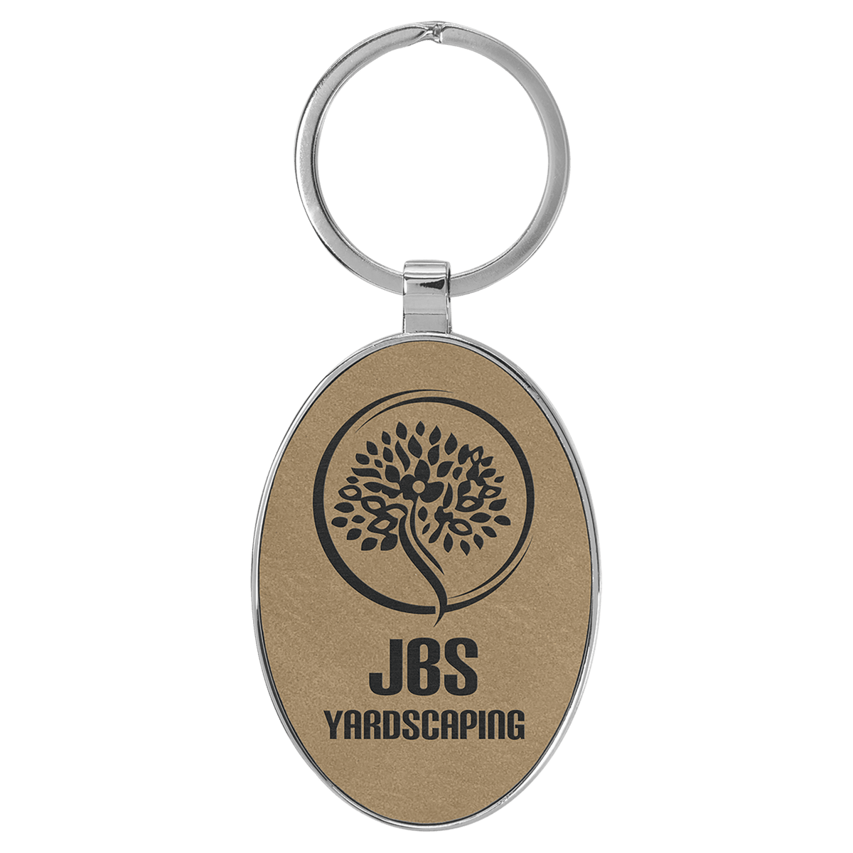 Metal Oval Leatherette Keychain