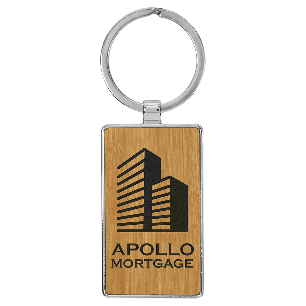 Metal Rectangle Leatherette Keychain