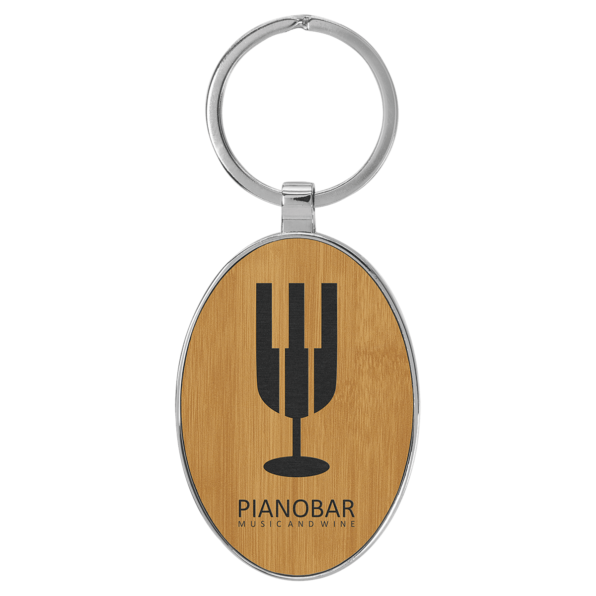 Metal Oval Leatherette Keychain