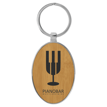 Metal Oval Leatherette Keychain