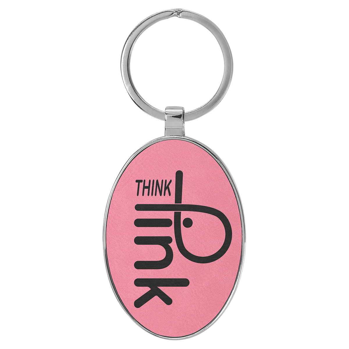 Metal Oval Leatherette Keychain