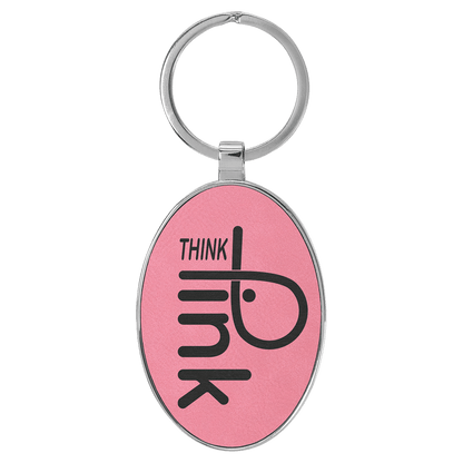 Metal Oval Leatherette Keychain