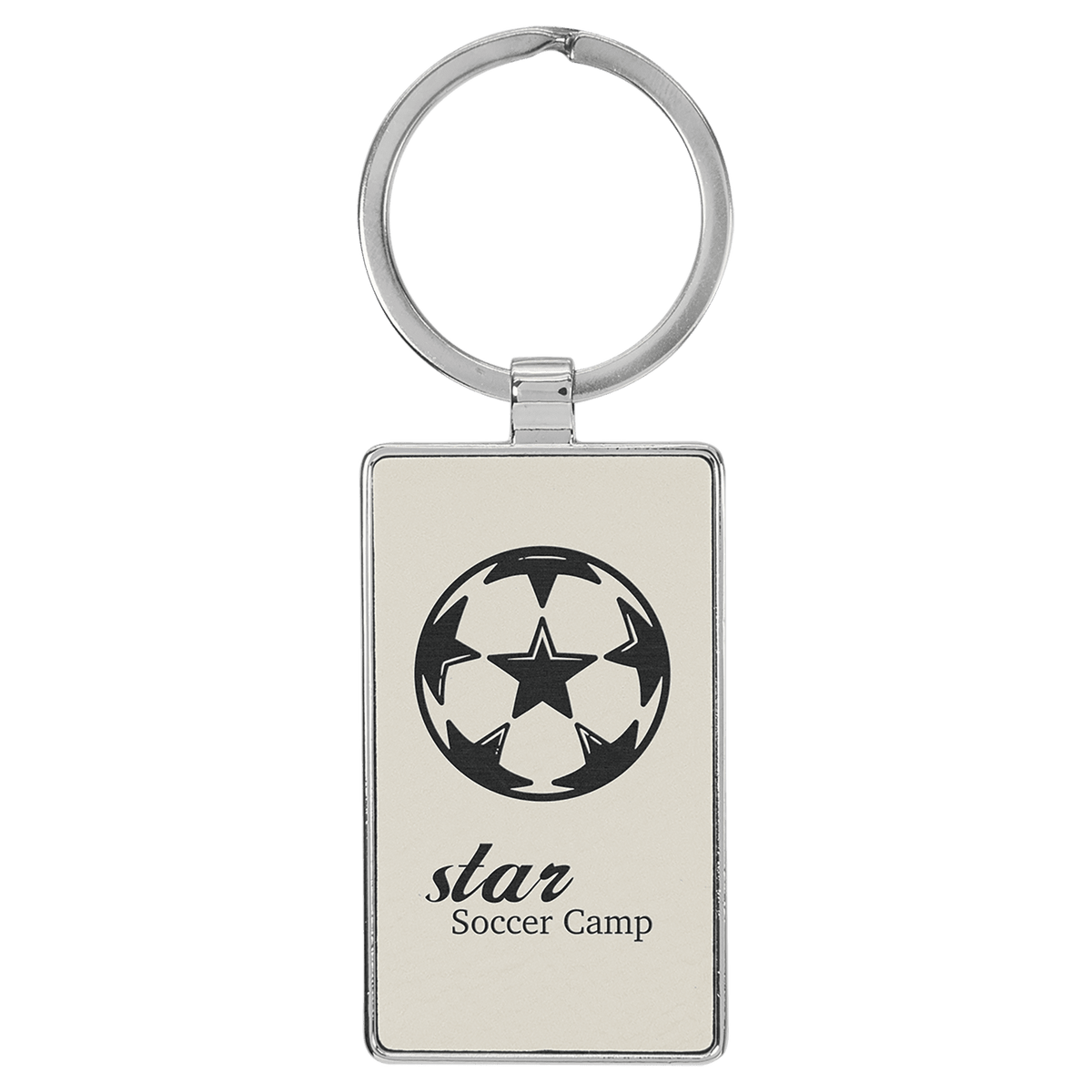 Metal Rectangle Leatherette Keychain